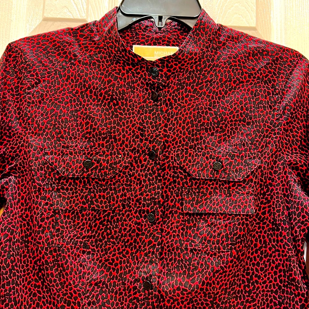 Michael Kors blouse. Red and black print.Size 6.  EUC
